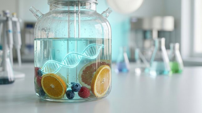 Advanced molecular biotechnology research featuring Mrna helix in bioreactor for next generation genetic therapy