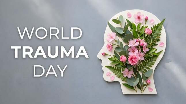 World Trauma Day Flower Brain Paper Cutout Poster