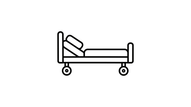 Hospital adjustable bed line art icon for patient healthcare symbol.