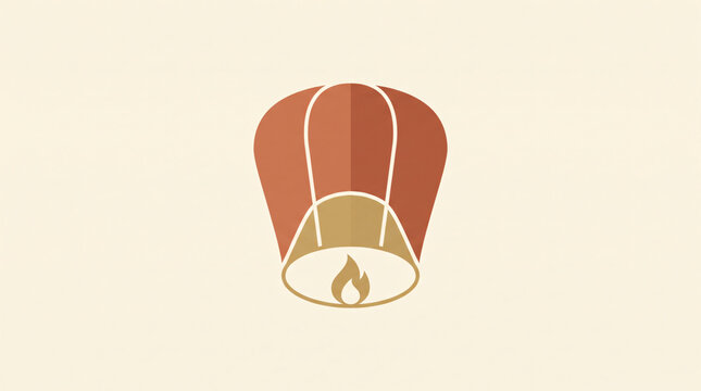 Sky lantern vector illustration featuring warm orange paper design and glowing flame for celebration