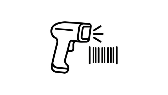 Barcode scanner icon vector for product identification and retail checkout process.