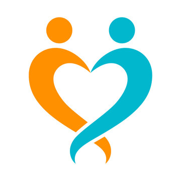 Two People Heart Connection Symbol Vector