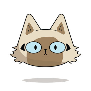 Siamese Cat Face with Blue Eyes Vector Illustration