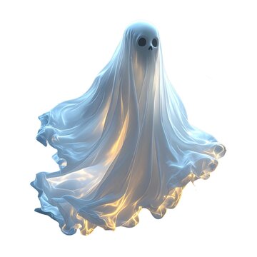 Spooky illustration 3D phantom spirit floating in mid air Halloween design asset