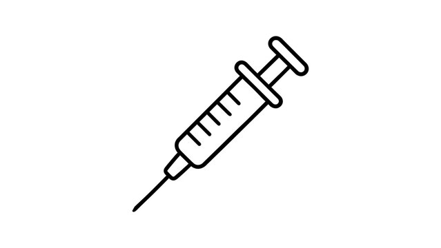 Medical syringe icon with black outline for vaccination clinic graphics.