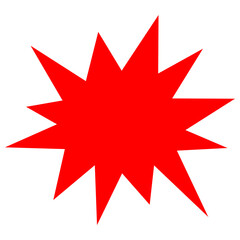Fototapeta premium Red Burst Star Shape Explosion Banner Icon Isolated on White 