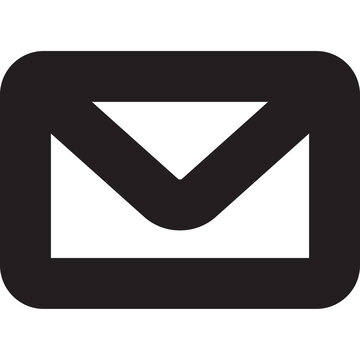 Black email envelope icon, message or mail communication symbol isolated on white background
