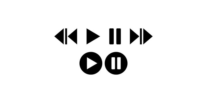 Media control button set with play and pause symbols for digital interface design.