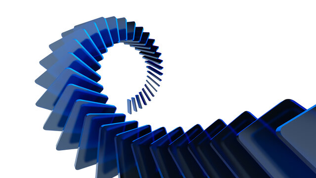 Modern 3D Blue Domino Effect Spiral Design Artwork
