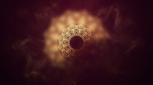 Golden ornate mandala pattern on dark background