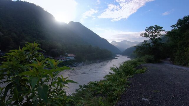 Ganges River and Himalayan Mountains in Rishikesh, India &ndash; Time-Lapse