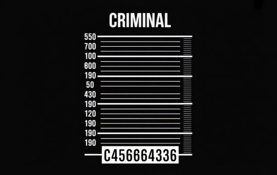 Criminal mugshot height chart backdrop with measurement lines and identification number