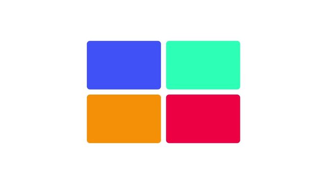 Four color grid blocks animation with rounded rectangle squares layout and design element concept