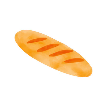 Freshly baked baguette with visible crust lines on clean white background for food packaging design