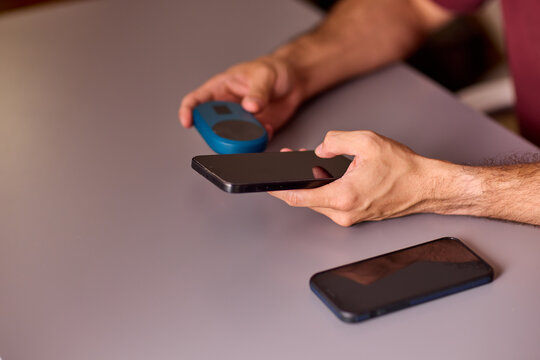 portable 4g usb modem without SIM card lies on the keyboard Stock Photo