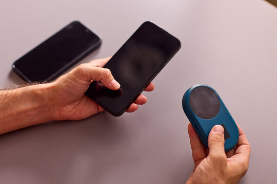 portable 4g usb modem without SIM card lies on the keyboard Stock Photo