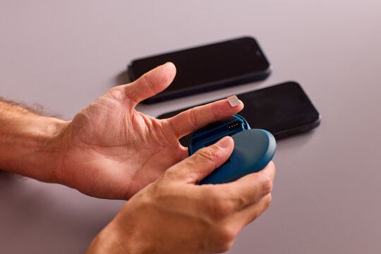 portable 4g usb modem without SIM card lies on the keyboard Stock Photo