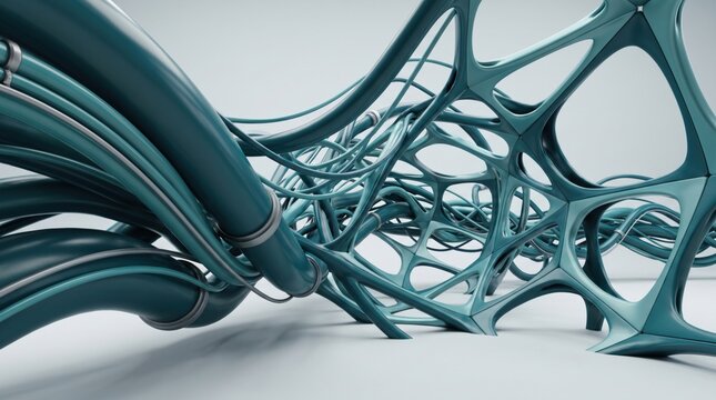 Futuristic 3d render of a complex organic structure creating a unique and modern abstract background for digital design