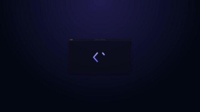A premium animated coding symbol showing code brackets being constructed, wrapped in a modern developer-style glassmorphism card UI.