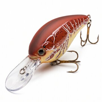 Glossy crayfish pattern deep diving crankbait fishing lure isolated on white background