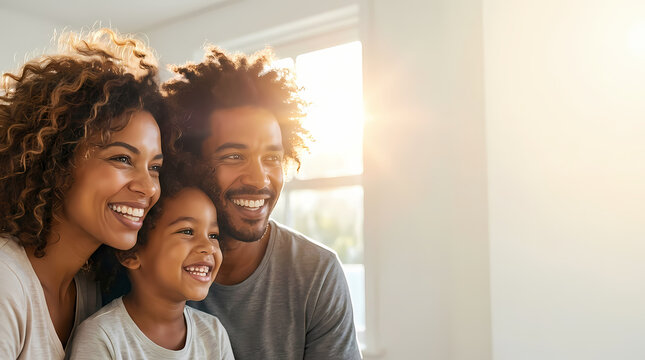 Happy Black Family Smiling Together At Home