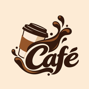 Modern Caf&eacute; Coffee Shop Logo Vector Design with Elegant Typography