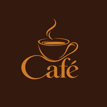 Modern Caf&eacute; Coffee Shop Logo Vector Design with Elegant Typography