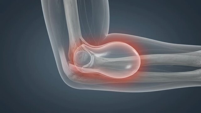 Olecranon Bursitis Showing Fluid Accumulation and Posterior Elbow Inflammation for Medical Education
