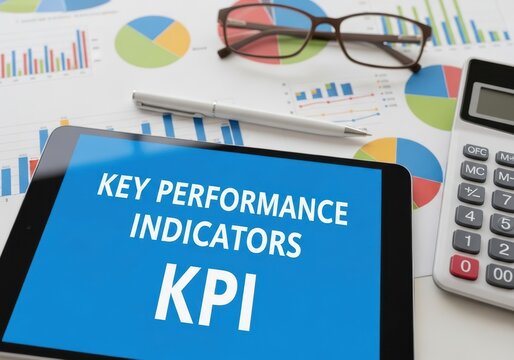 Tablet displaying key performance indicators kpi on screen