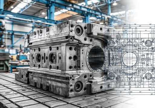 Engine Cylinder Block Inspection in Factory Setting