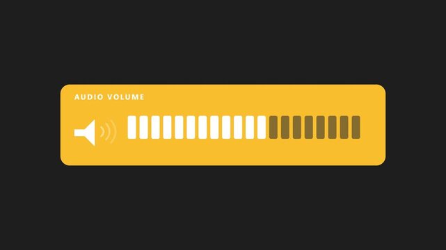 Audio Volume Control Bar Animation UI Element with Yellow and White Progress Indicator on Dark Background