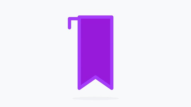 Modern Purple Ribbon Bookmark Icon Animation for UI Design and Web Graphics Isolated on White Background