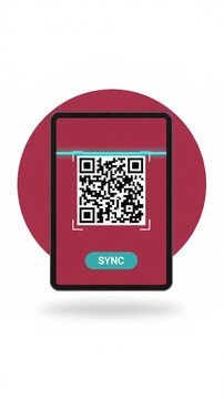 Tablet Scanning QR Code with Sync Button Animation