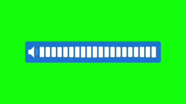Blue Volume Control Status Bar Animation on Green Screen Background for Editing and UI Design