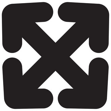 Black Expand Fullscreen Maximize Arrows Icon Outline Sign Isolated
