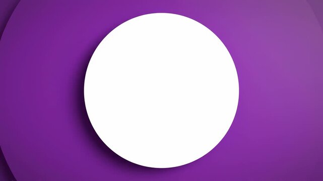 Growing white circle expanding on vibrant purple background with subtle shadows during animated growth cycle