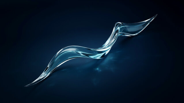 Transparent fluid wave against dark blue gradient