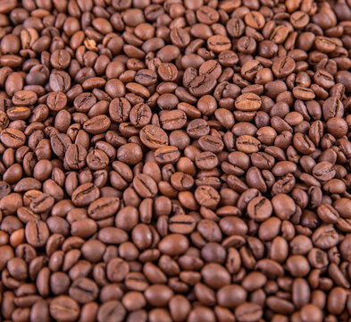 Close-up background of coffee beans