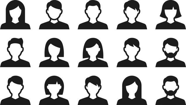 Solid User Profile Avatar Icons People Character Busts Vector EPS