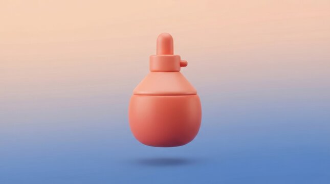3D render of a coral colored dropper bottle icon isolated on a soft gradient background