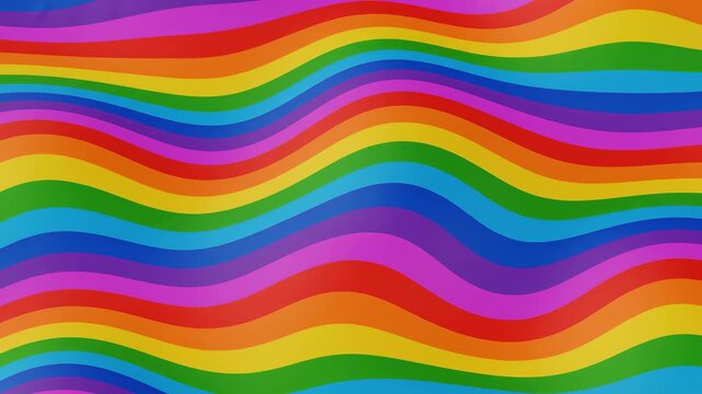 Vibrant rainbow waves flowing smoothly in a colorful abstract background during a gentle digital animation