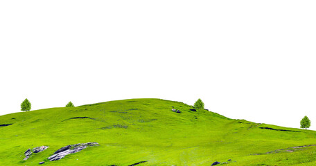 Obraz premium Green hills panorama landscape isolated on white or transparent png