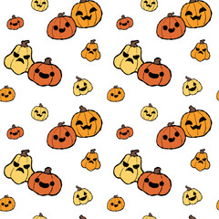 Fototapeta premium Halloween Pumpkin Seamless Pattern, Background