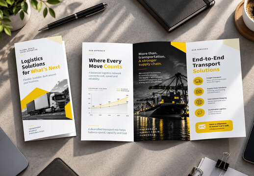 Logistics and Freight Transportation Trifold Brochure Template