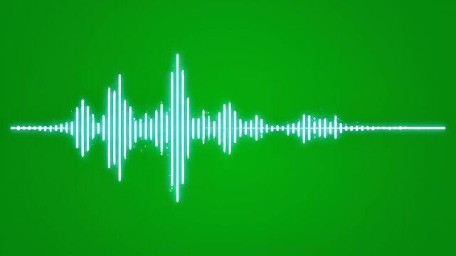 Abstract audio waveforms pulsing with light in a vibrant green digital space during a data visualization
