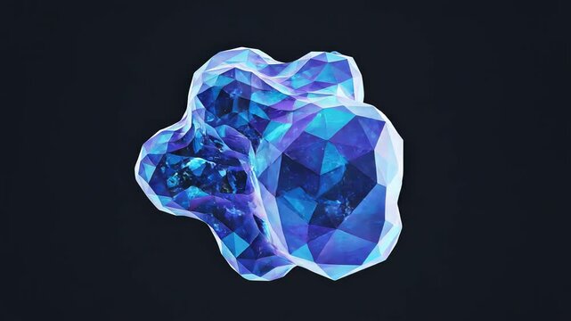 Abstract blue crystal amorphous shapes morphing slowly with subtle light refractions and soft focus