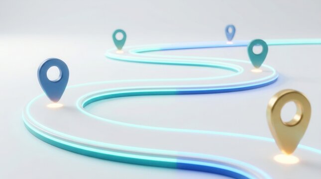 Customer journey mapping concept featuring user icons at each checkpoint on a curved glowing path from acquisition to renewal