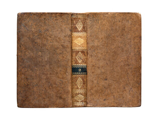 Antique hardcover book featuring rich gold embossing Isolated on a white background Ideal for...