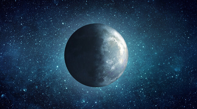 Moon on starry night sky. Elements of this image furnished by NASA