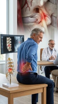 Vertebral ailment consultation: complex spine disorder, degenerative disc, nerve compression, chronic back, orthopedic aspect, acute pain, neurology symptom.